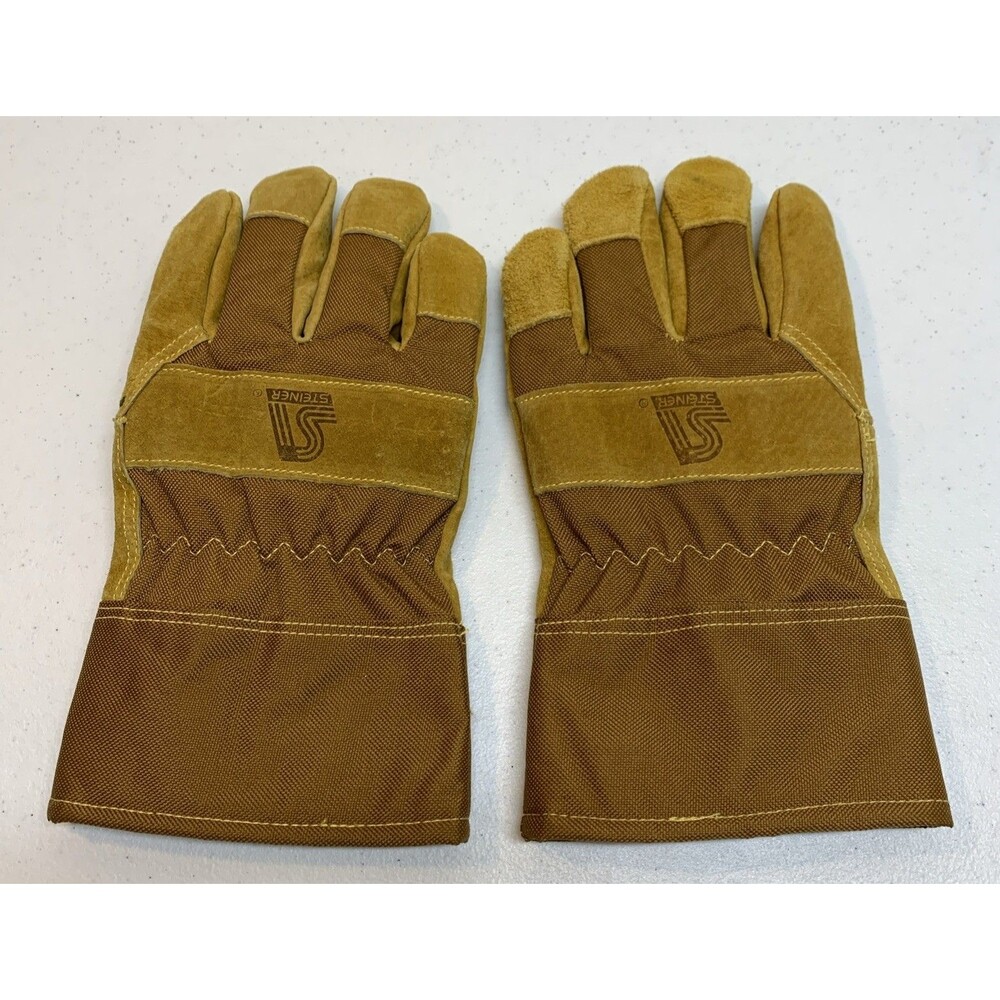 Leather Gloves Mens L Chore Construction Farming Lined Pigskin Wear Resistant